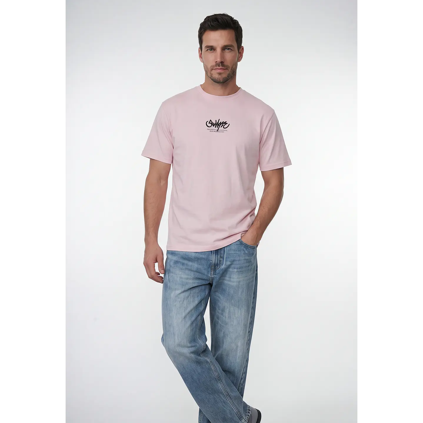 Polera Graffiti Relaxed Hombre Rosado 1