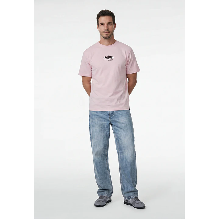 Polera Graffiti Relaxed Hombre Rosado 4