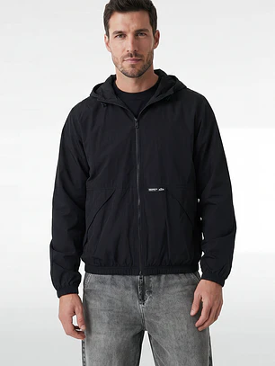 Cortaviento Casual Hombre Negro