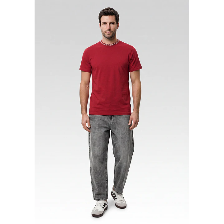 Polera Básica Hombre Rojo 4