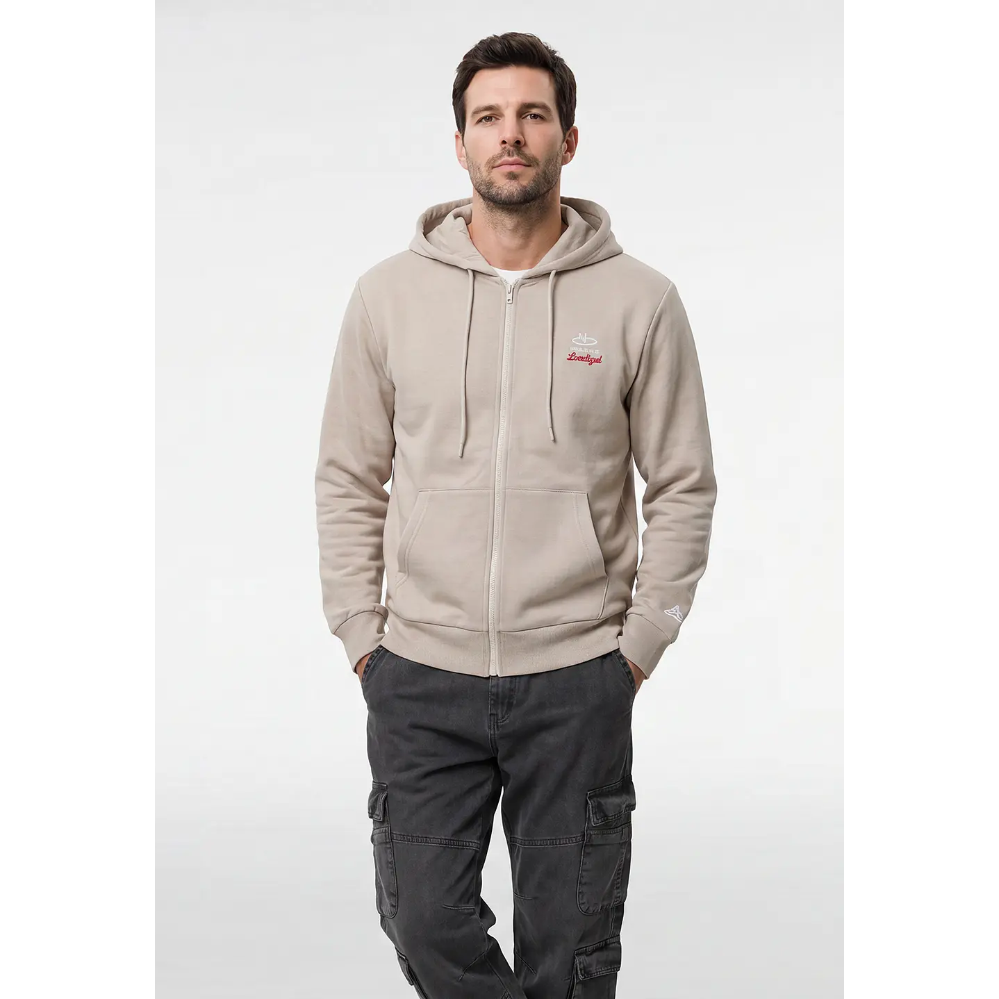 Polerón Con Cierre Casual Hombre Beige 1