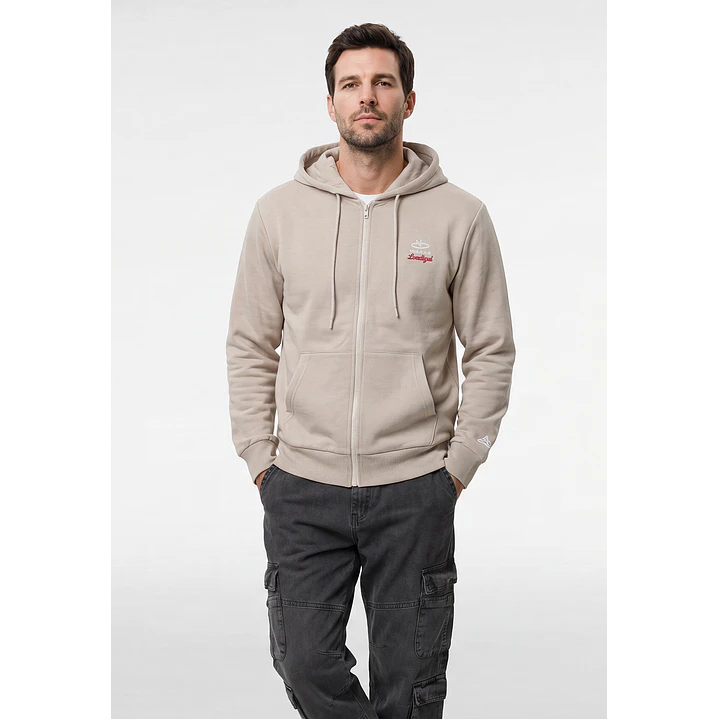 Polerón Con Cierre Casual Hombre Beige 1