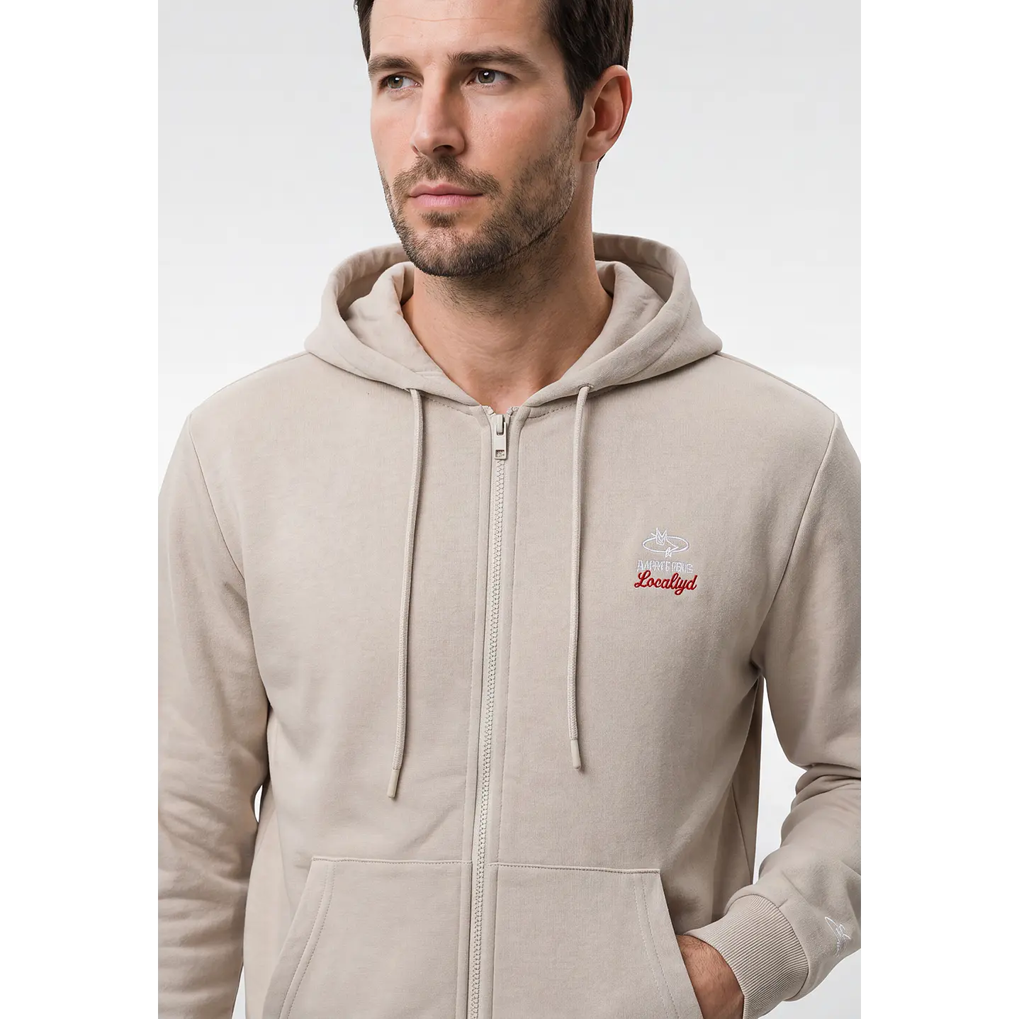 Polerón Con Cierre Casual Hombre Beige 2