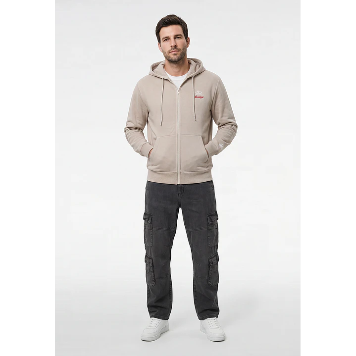 Polerón Con Cierre Casual Hombre Beige 4