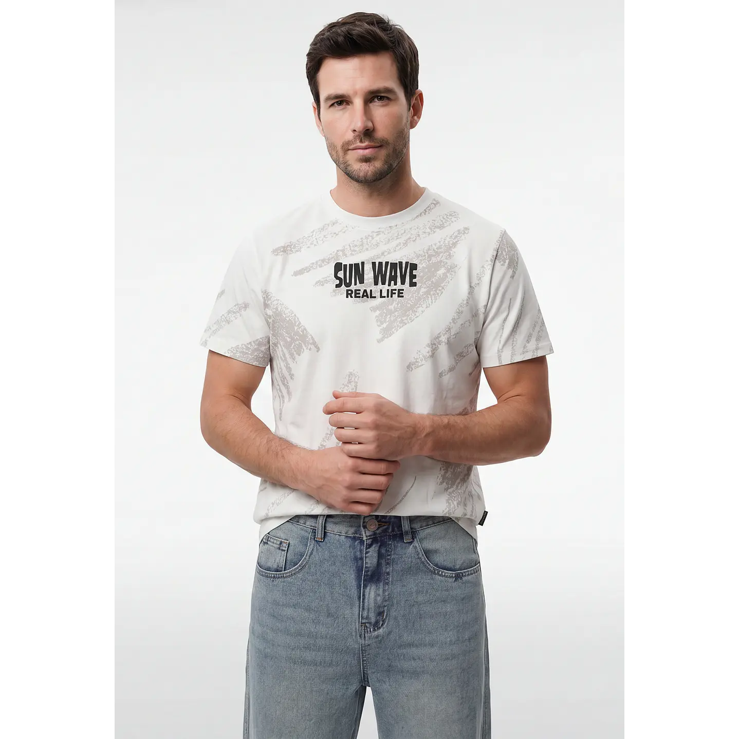 Polera Sun Wave Hombre Blanco 1