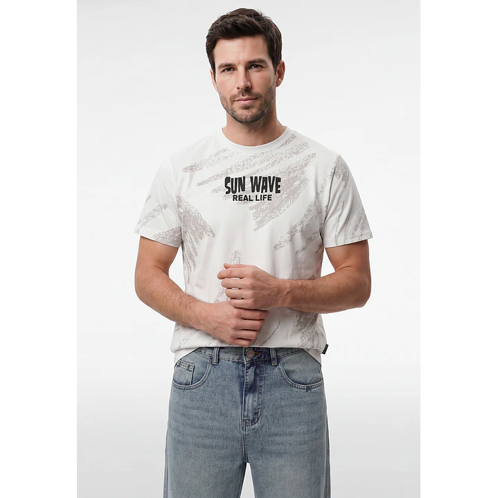 Polera Sun Wave Hombre Blanco 1