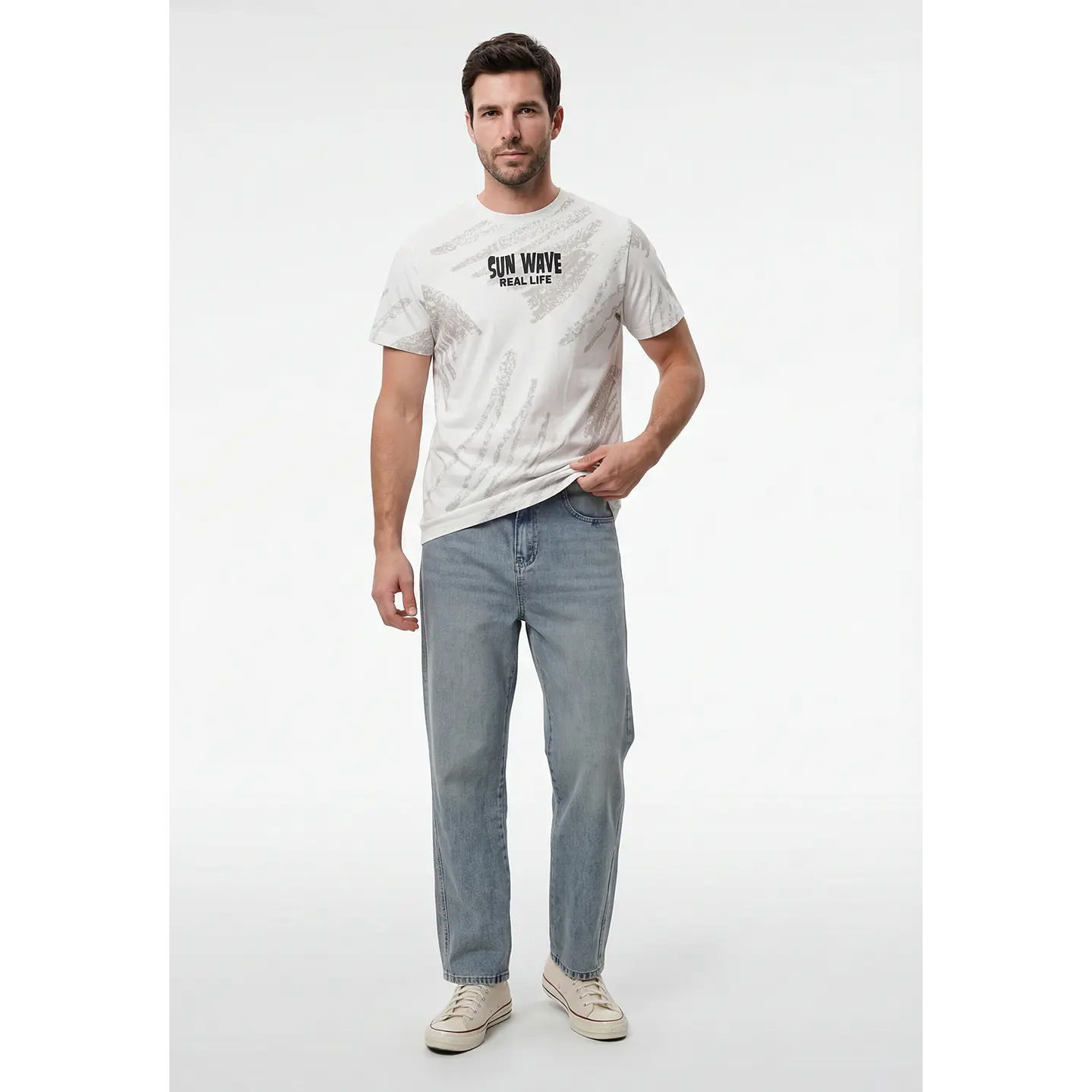 Polera Sun Wave Hombre Blanco 4
