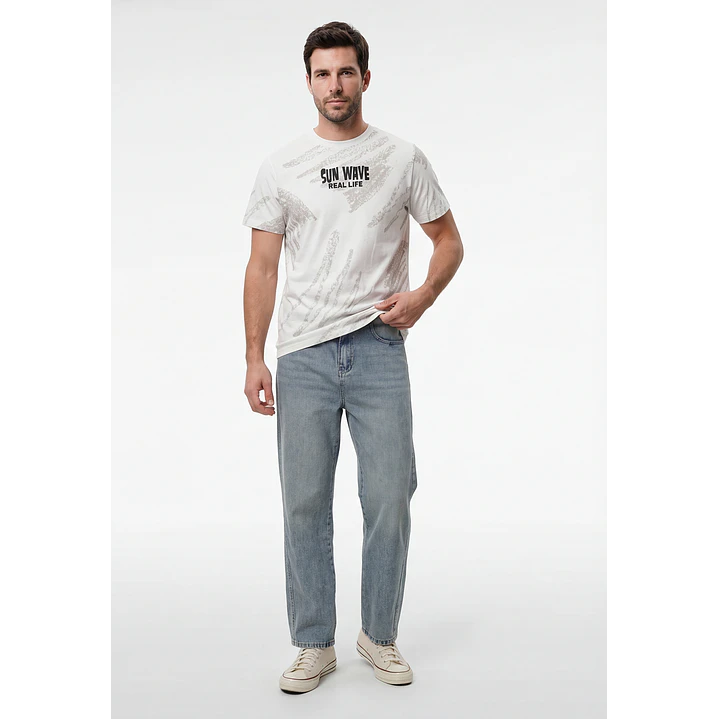 Polera Sun Wave Hombre Blanco 4
