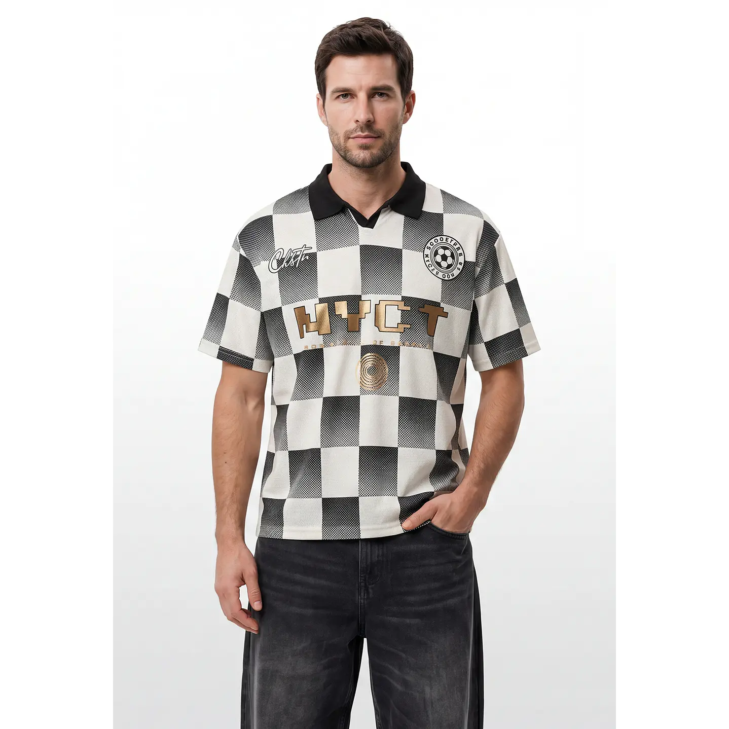 Polera Retro Fútbol Hombre Gris 1