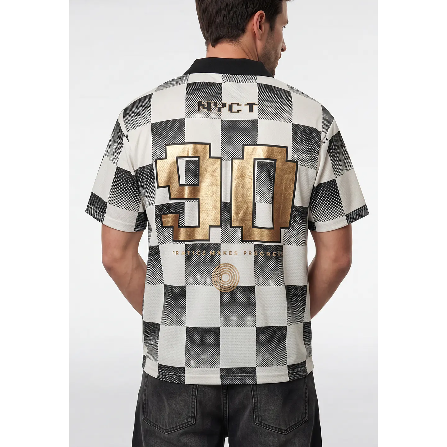 Polera Retro Fútbol Hombre Gris 3