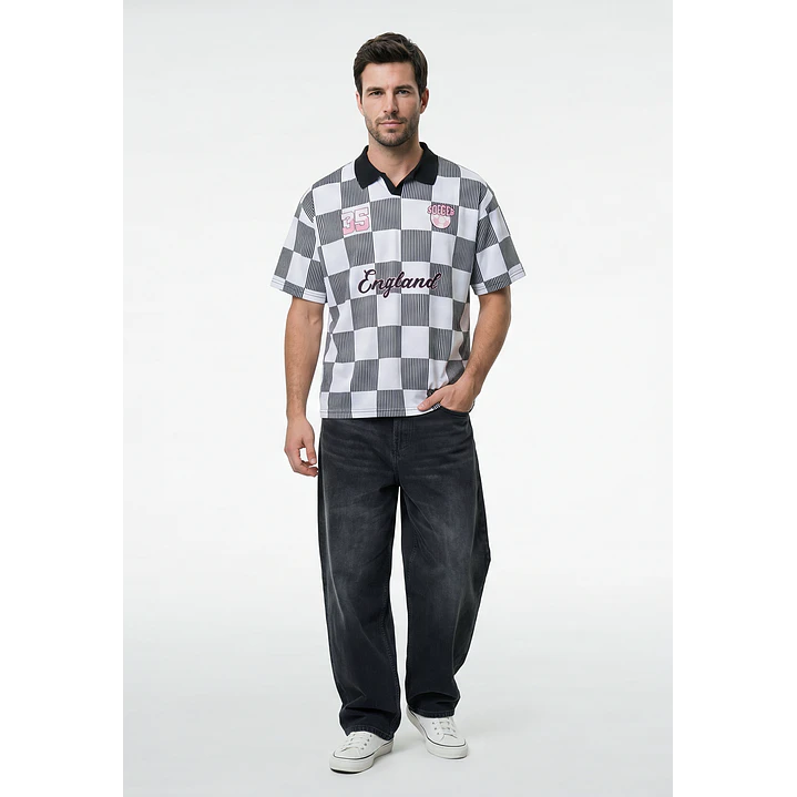 Polera Retro Fútbol Hombre Negro 2