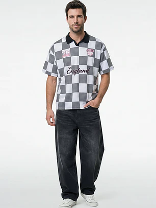 Polera Retro Fútbol Hombre Negro