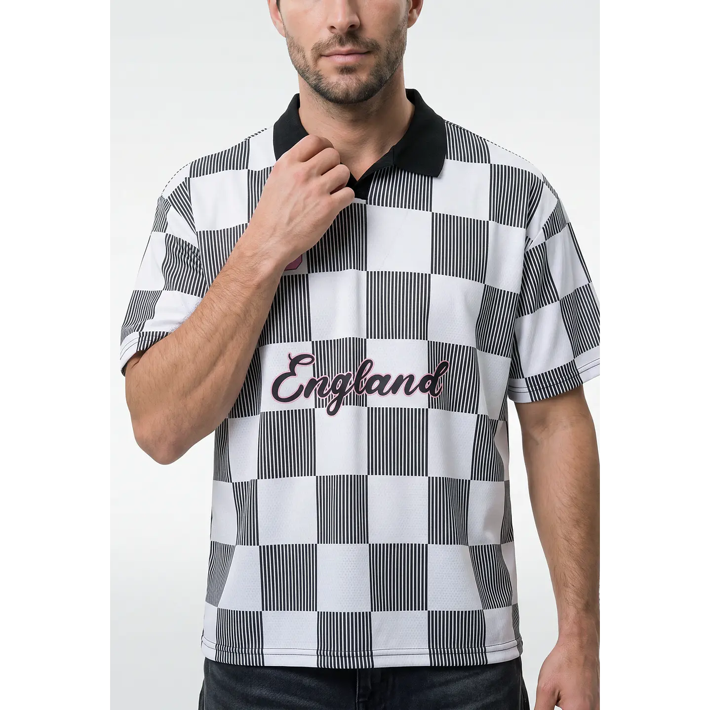 Polera Retro Fútbol Hombre Negro 3