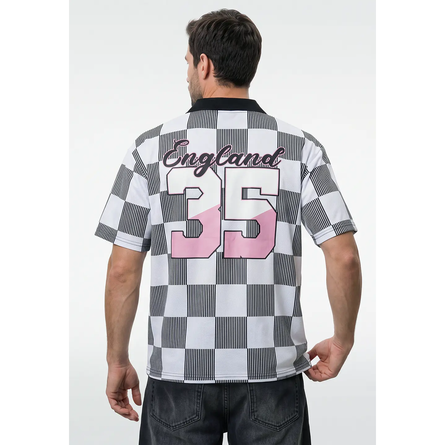 Polera Retro Fútbol Hombre Negro 4
