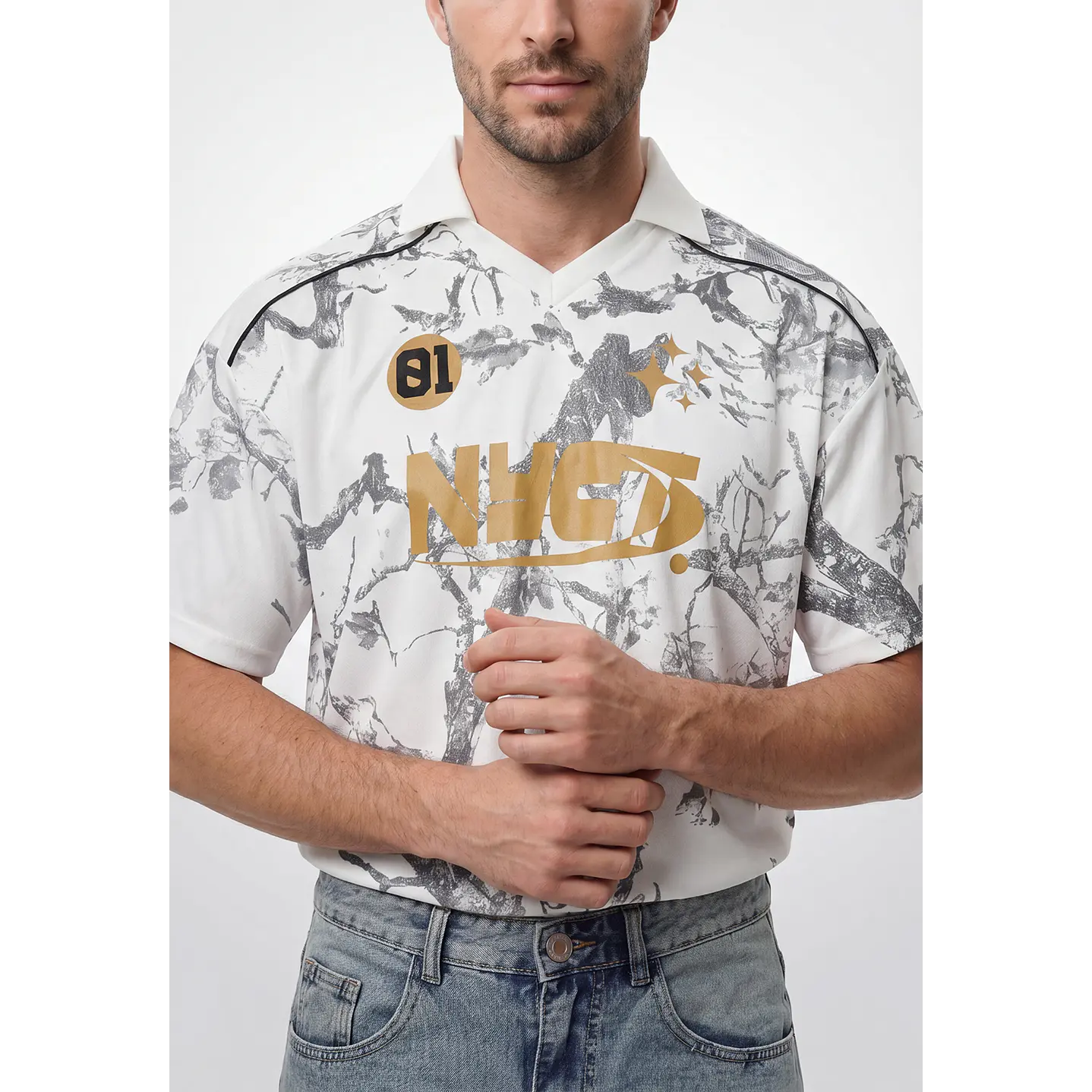 Polera Retro Camuflado Hombre Blanco 2
