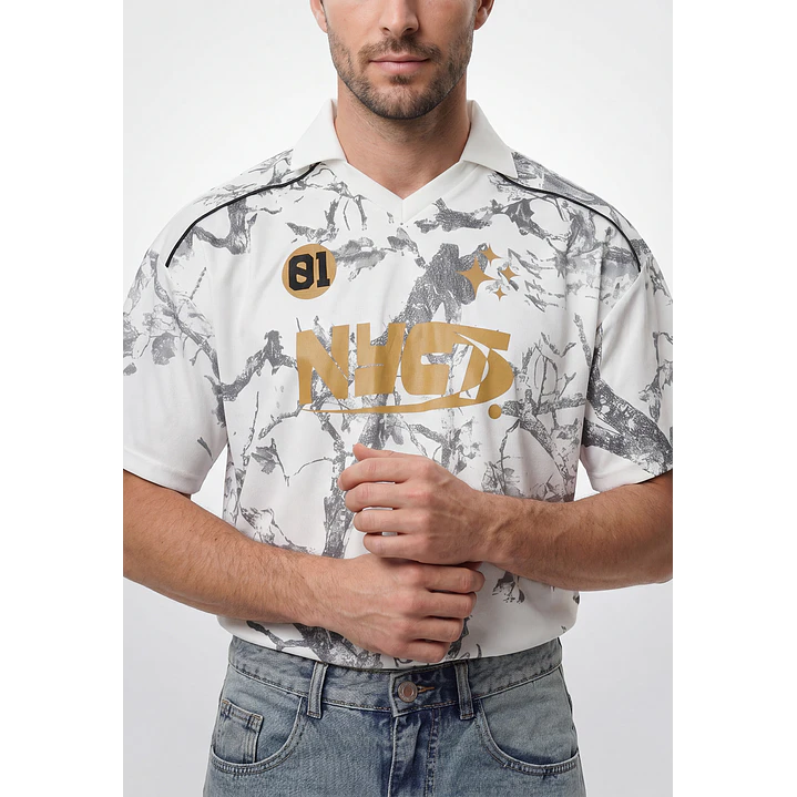 Polera Retro Camuflado Hombre Blanco 2