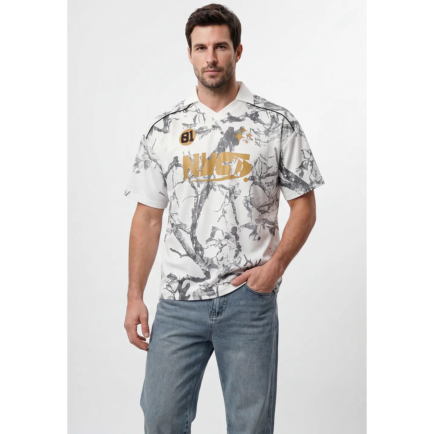 Polera Retro Camuflado Hombre Blanco 1