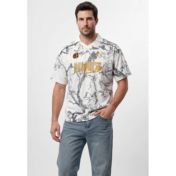 Polera Retro Camuflado Hombre Blanco 1