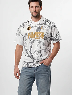 Polera Retro Camuflado Hombre Blanco