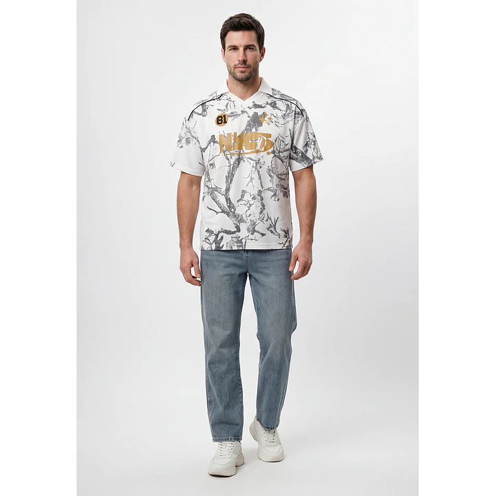 Polera Retro Camuflado Hombre Blanco 4