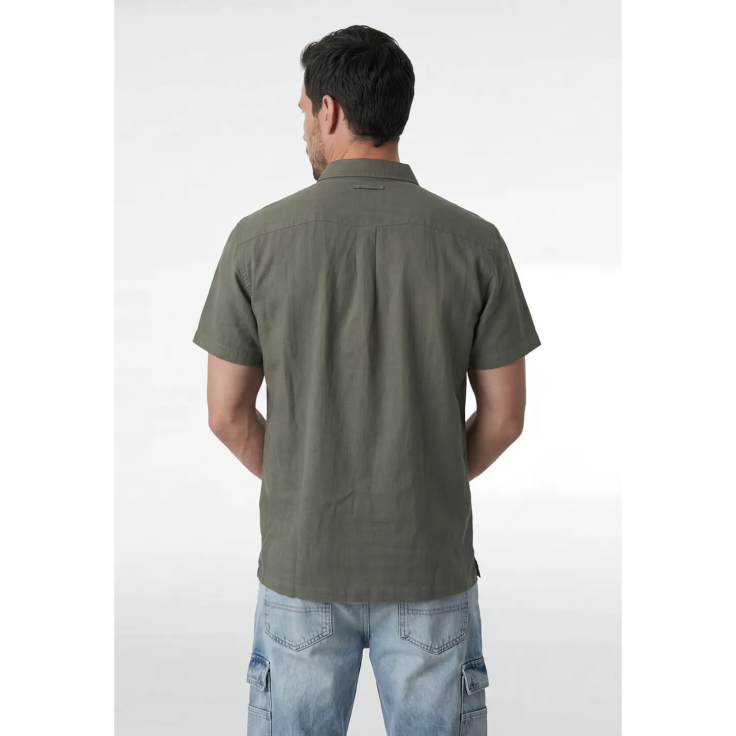 Camisa Lino Hombre Verde 3