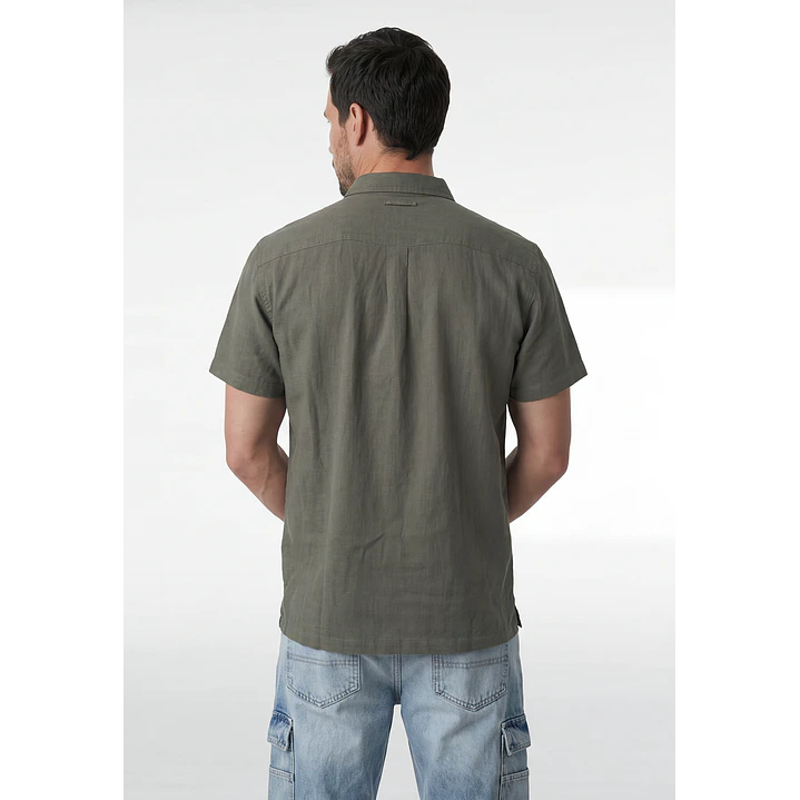 Camisa Lino Hombre Verde 3