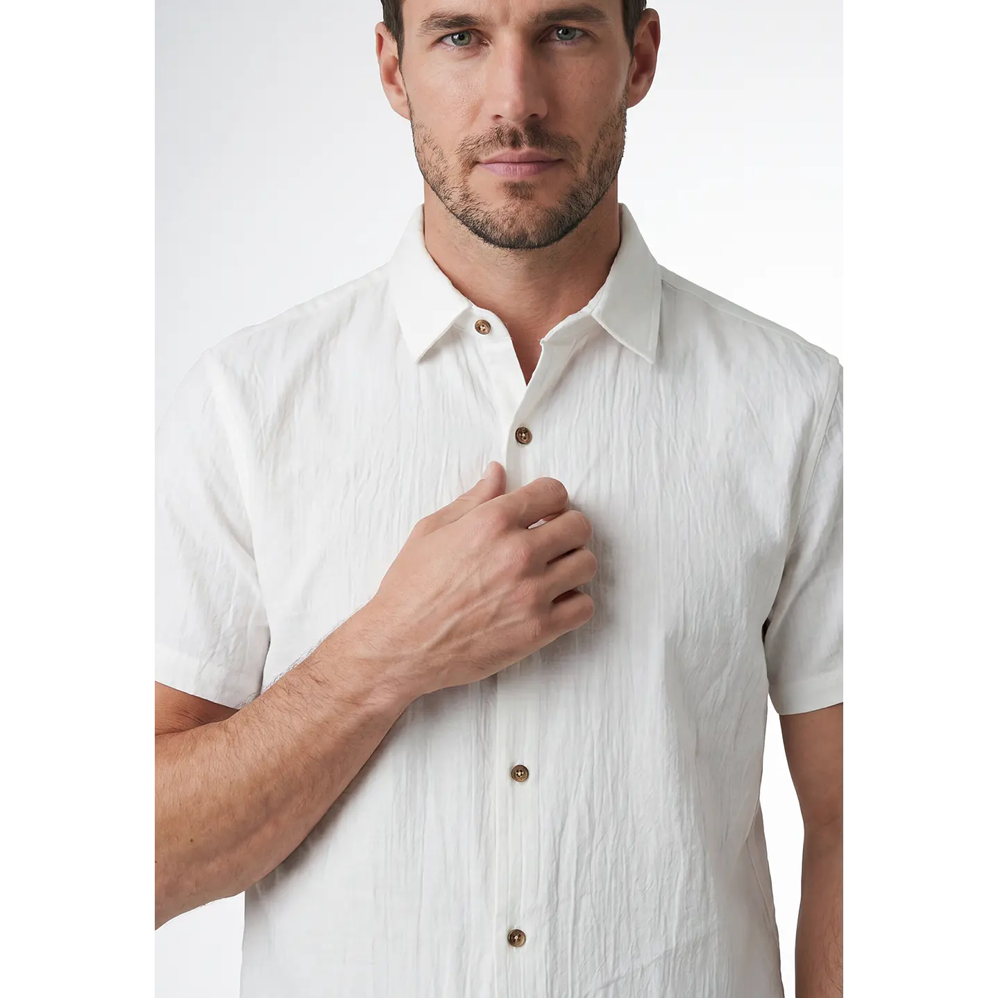 Camisa Lino Hombre Blanco 2