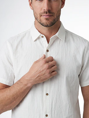 Camisa Lino Hombre Blanco