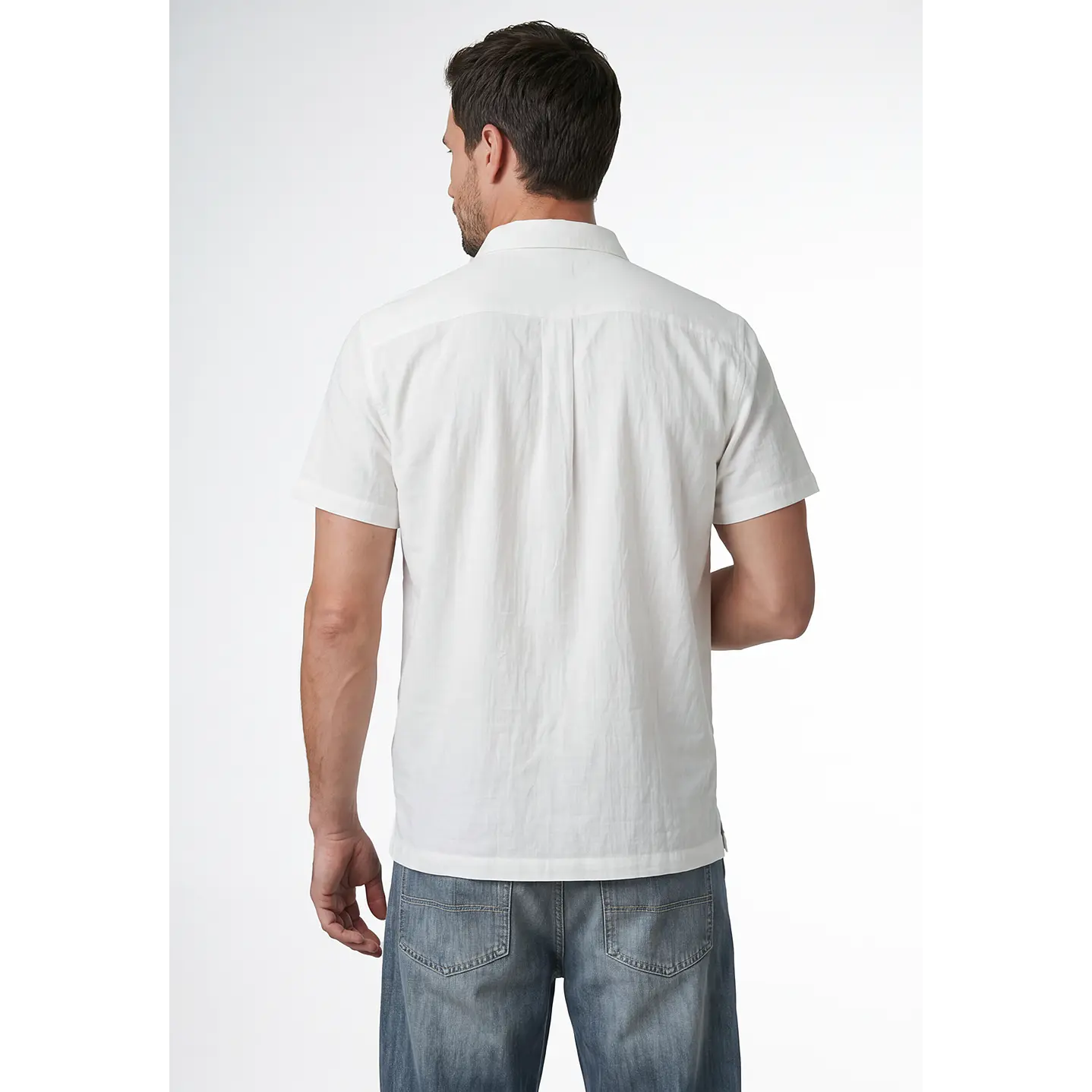 Camisa Lino Hombre Blanco 3