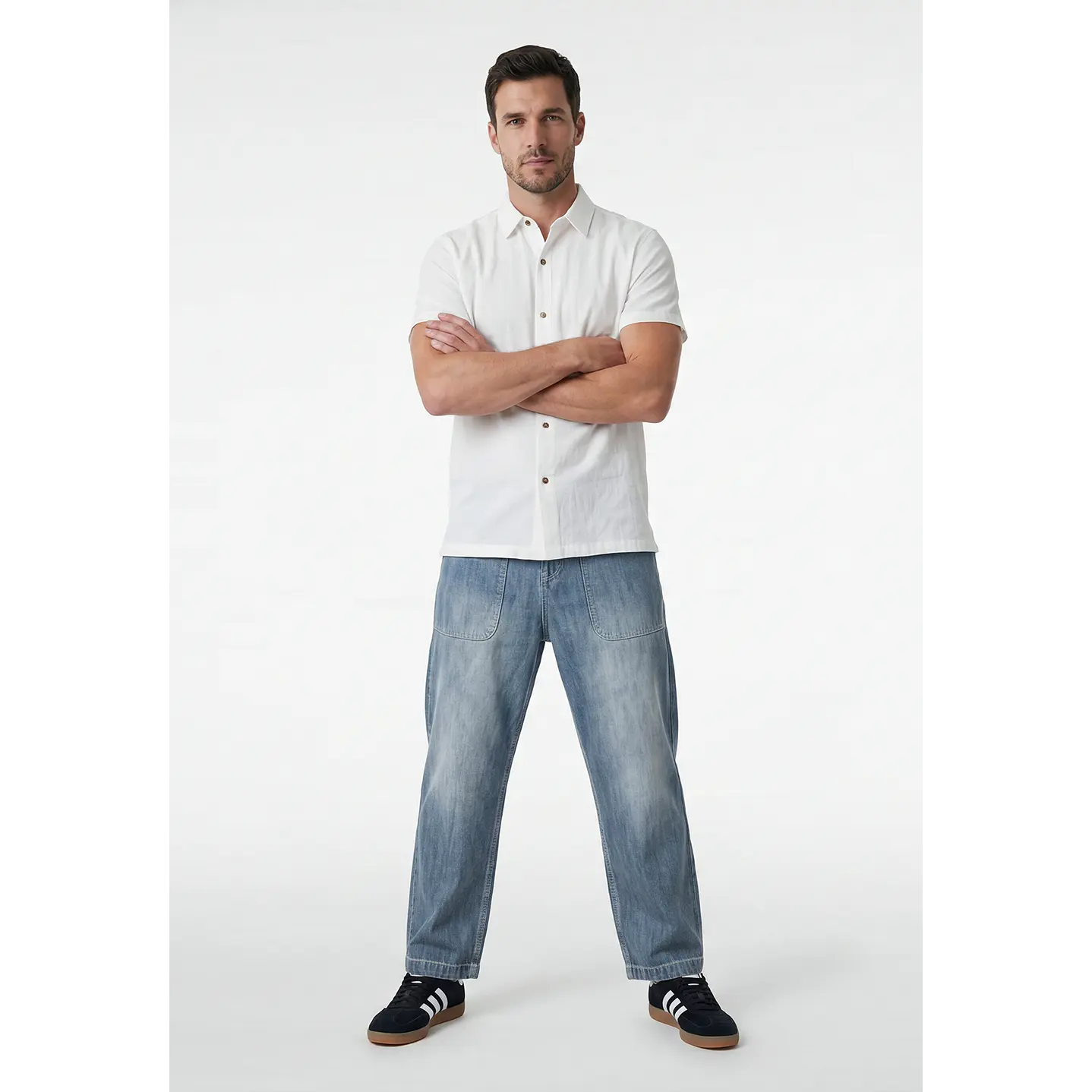 Camisa Lino Hombre Blanco 4