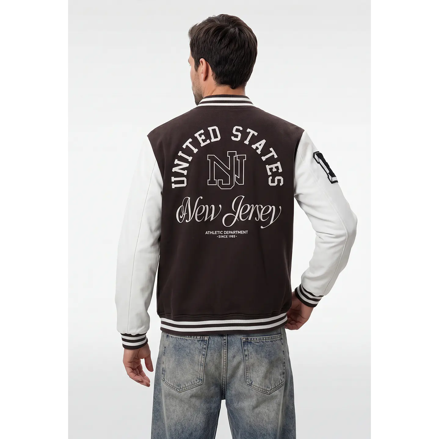Chaqueta College Hombre Manga Larga Café 3