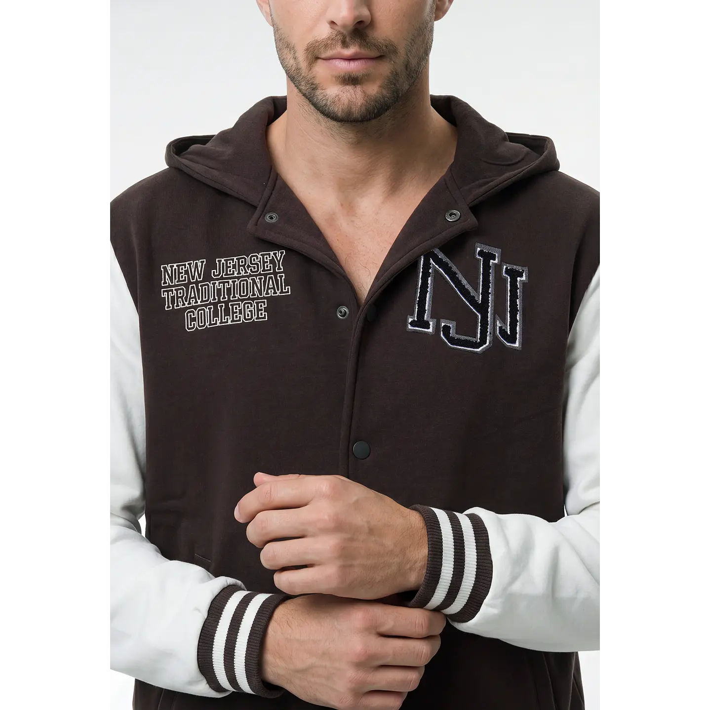 Chaqueta College Hombre Manga Larga Café 2