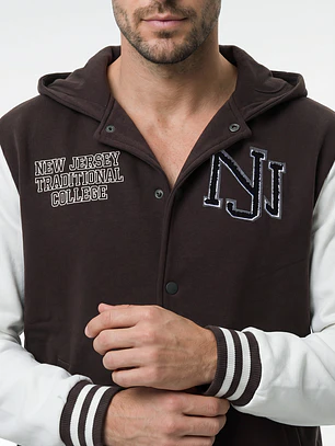 Chaqueta College Hombre Manga Larga Café
