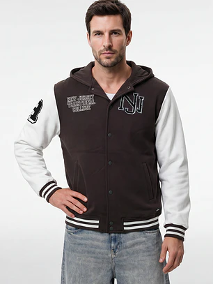 Chaqueta College Hombre Manga Larga Café