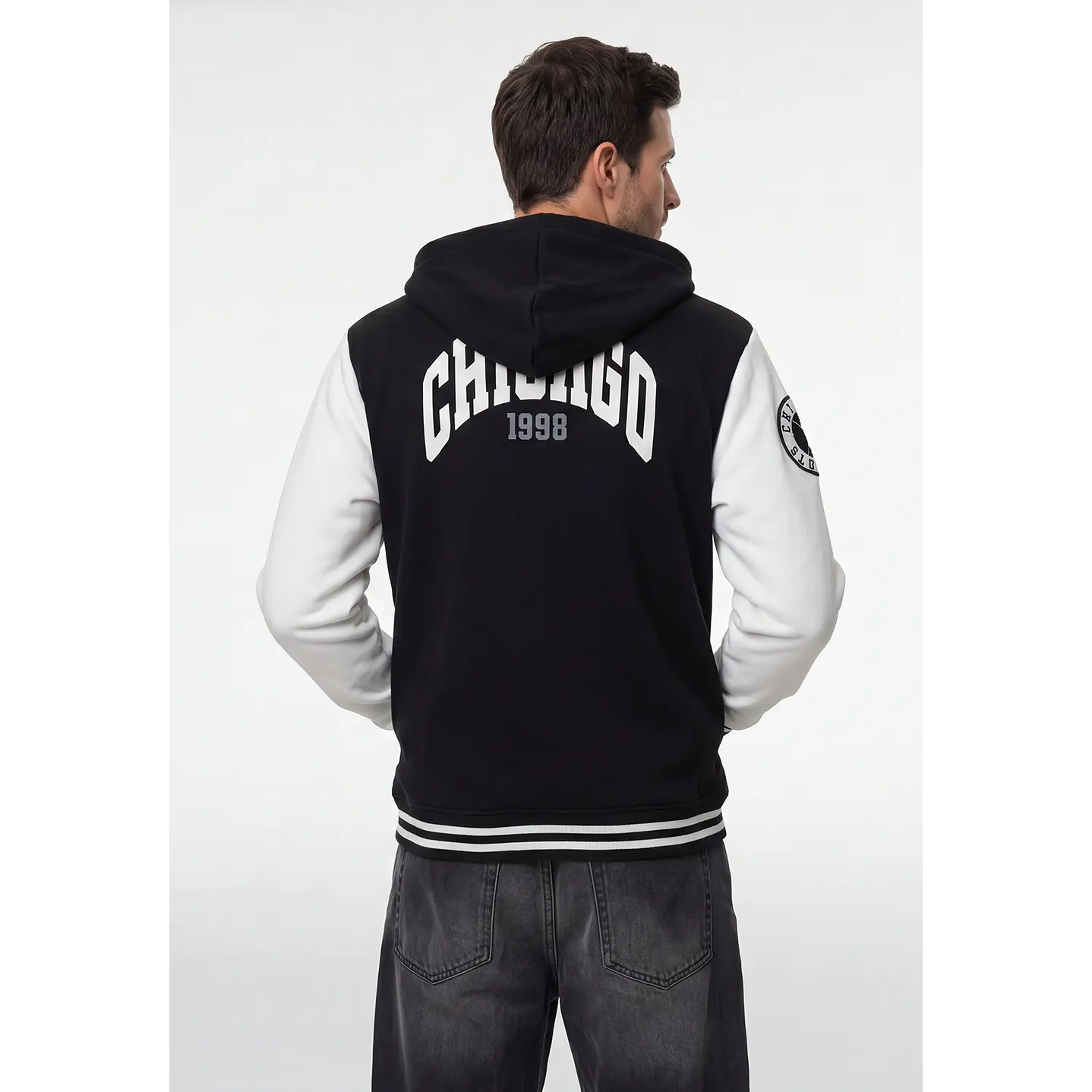 Chaqueta College Hombre Manga Larga Negro 3