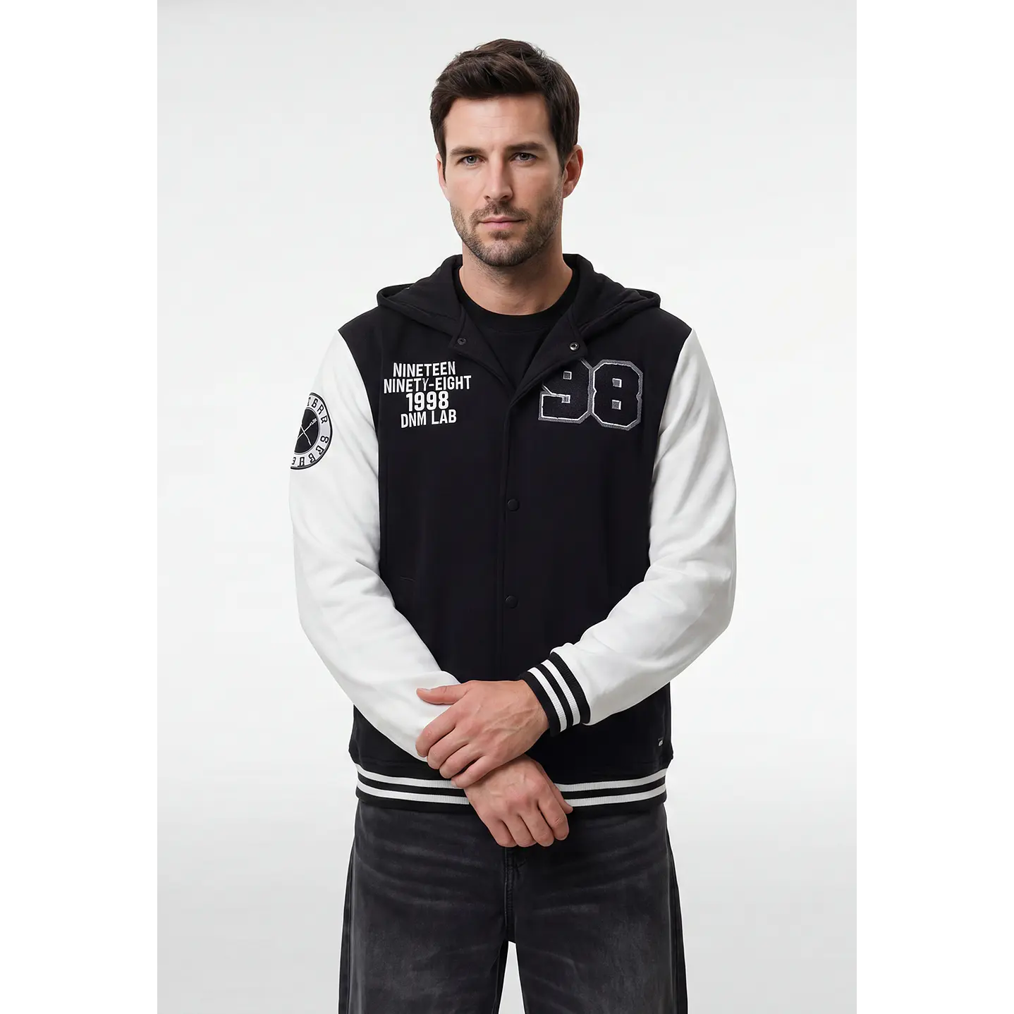 Chaqueta College Hombre Manga Larga Negro 1