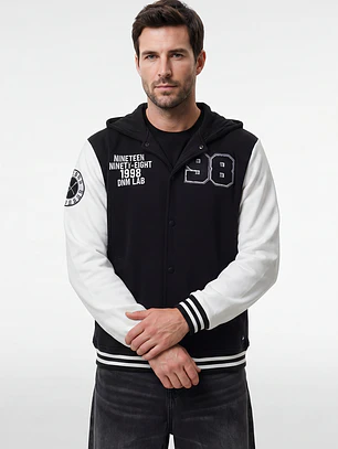 Chaqueta College Hombre Manga Larga Negro
