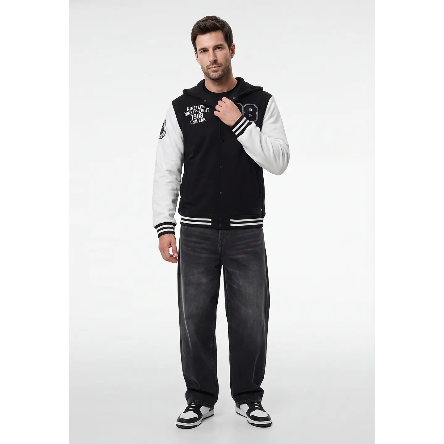 Chaqueta College Hombre Manga Larga Negro 4