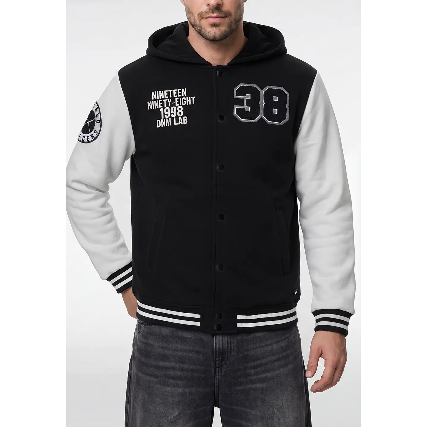 Chaqueta College Hombre Manga Larga Negro 2