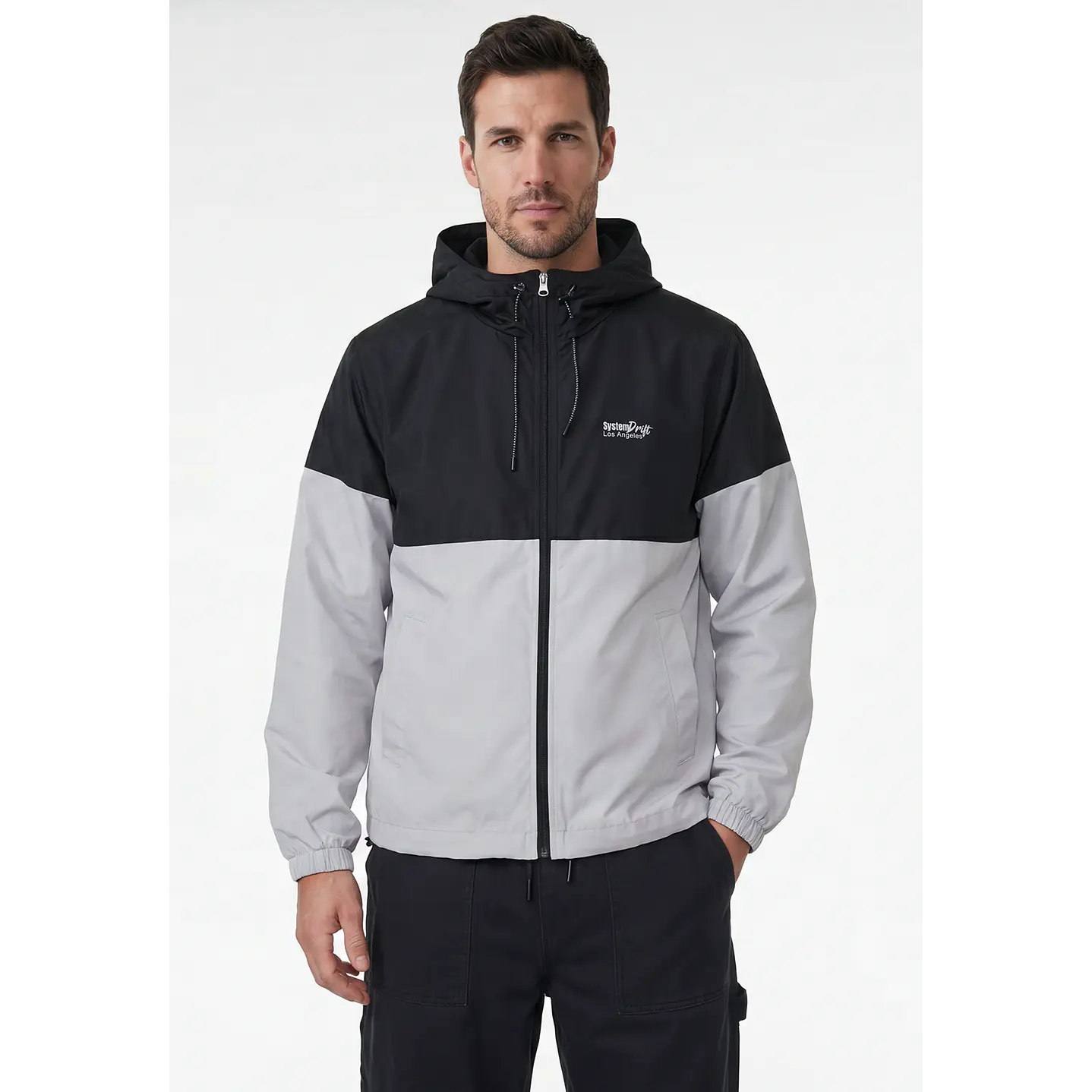 Cortaviento Bicolor Hombre Gris 1