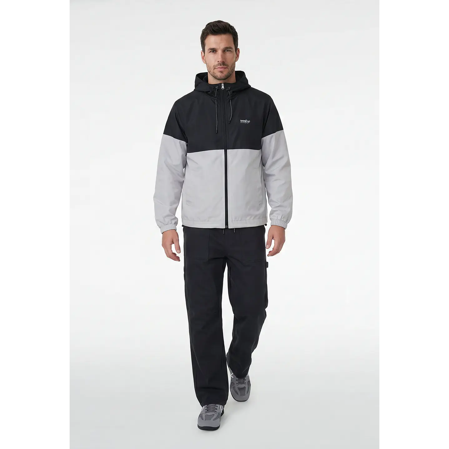 Cortaviento Bicolor Hombre Gris 4