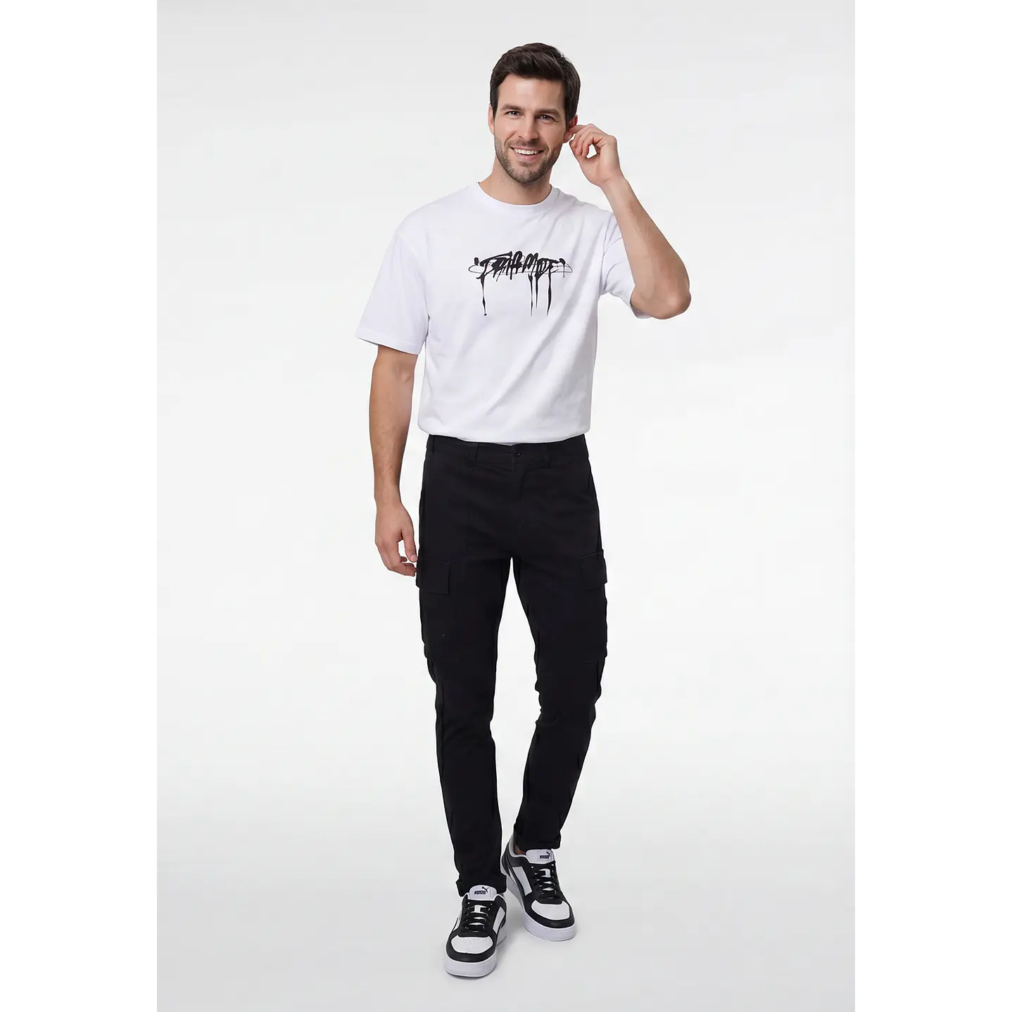 Pantalón Militar Cargo Hombre Negro 1