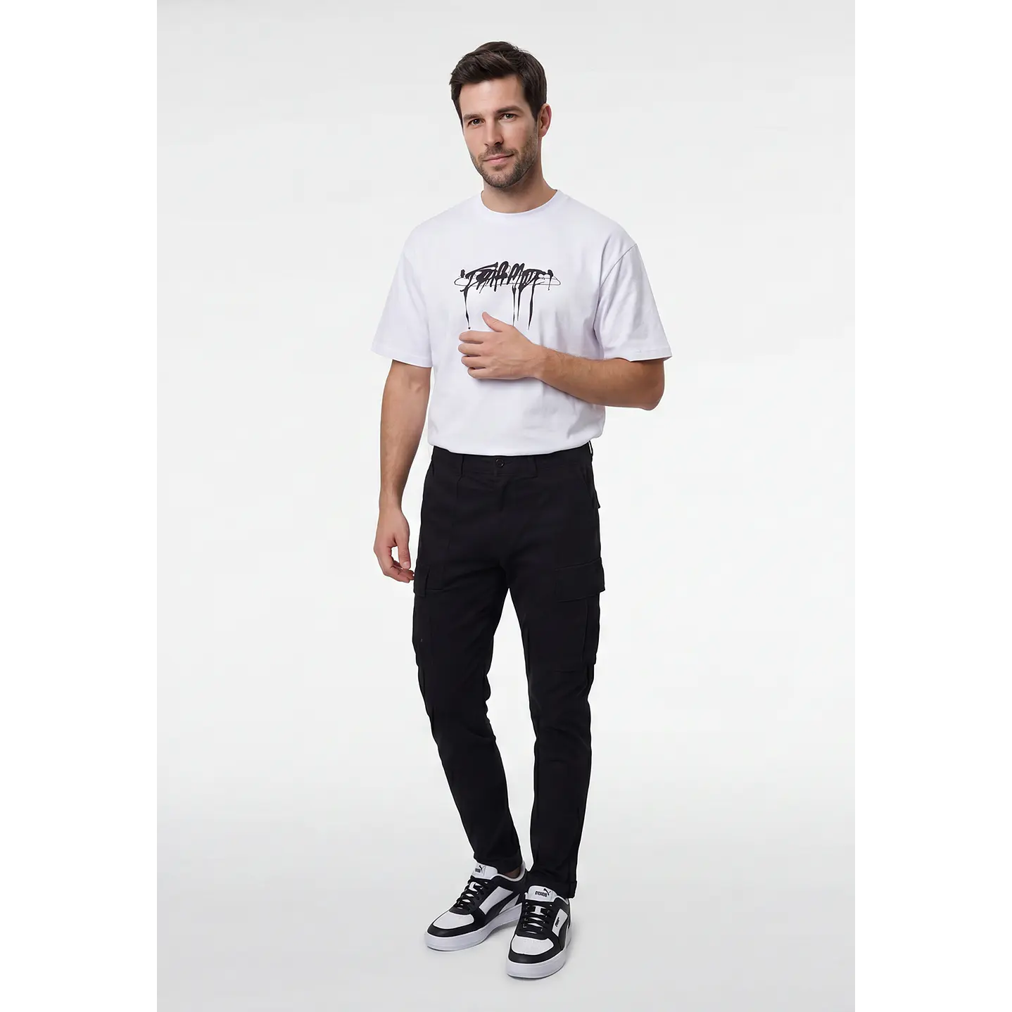 Pantalón Militar Cargo Hombre Negro 4