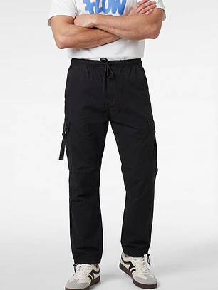 Pantalón Cargo Parachute Hombre Negro