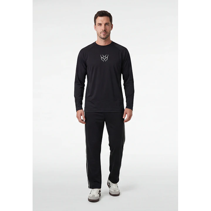Buzo Cinta Lateral Relaxed Hombre Negro 3