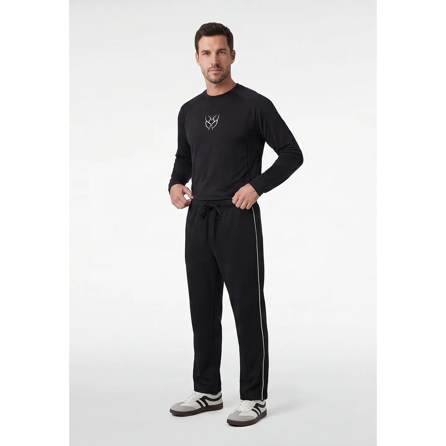 Buzo Cinta Lateral Relaxed Hombre Negro 4