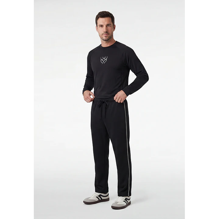 Buzo Cinta Lateral Relaxed Hombre Negro 4