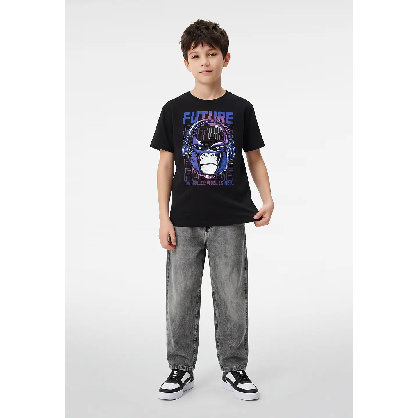 Polera Future Engomado Niño Negro 2