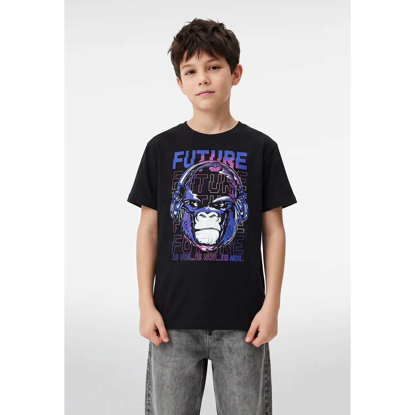 Polera Future Engomado Niño Negro 1