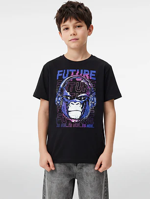 Polera Future Engomado Niño Negro